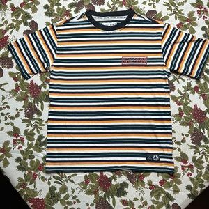 WELCOME skateboards 🛹 thick stripped tee shirts embroidered logo Tag on hip S